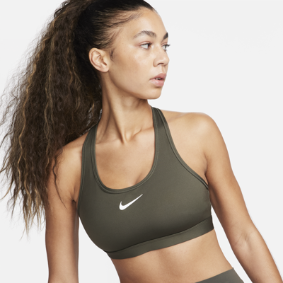 Shop Nike Women's Swoosh Medium Support Padded Sports Bra In Green