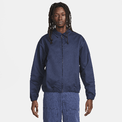 Shop Nike Men's Life Woven Harrington Jacket In Blue
