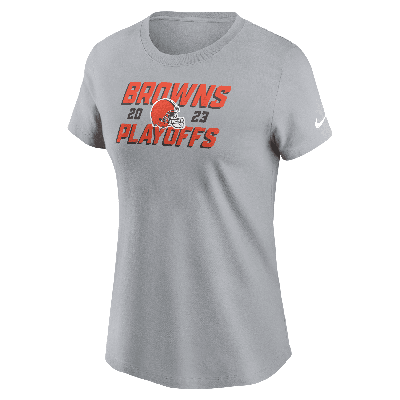 Shop Nike Cleveland Browns 2023 Nfl Playoffs Iconic  Women's Nfl T-shirt In Grey