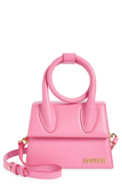 Shop Jacquemus Le Chiquito Noeud Leather Crossbody Bag In Neon Pink
