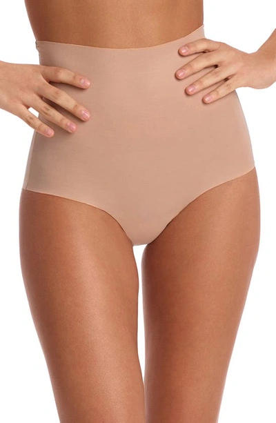 Shop Commando Featherlight Contro High Waist Shaping Briefs In Beige