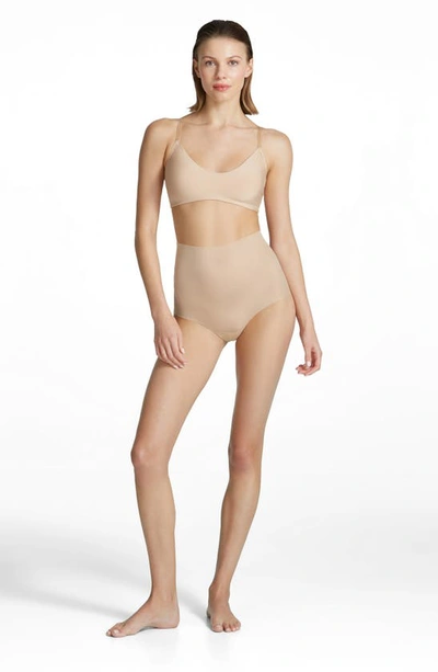 Shop Commando Featherlight Contro High Waist Shaping Briefs In Beige