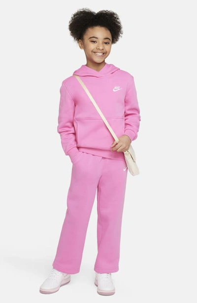 Shop Nike Kids' Sportswear Club Fleece Wide Leg Pants In Playful Pink/ Pink/ White