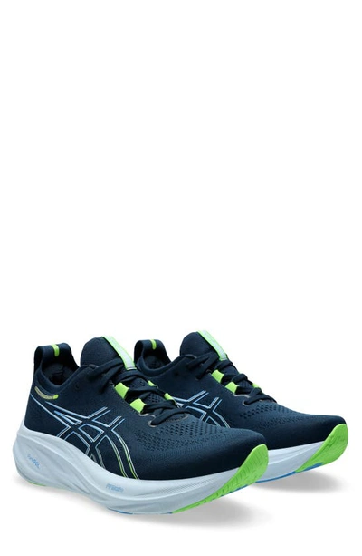 Shop Asics Gel-nimbus® 26 Running Shoe In French Blue/ Electric Lime