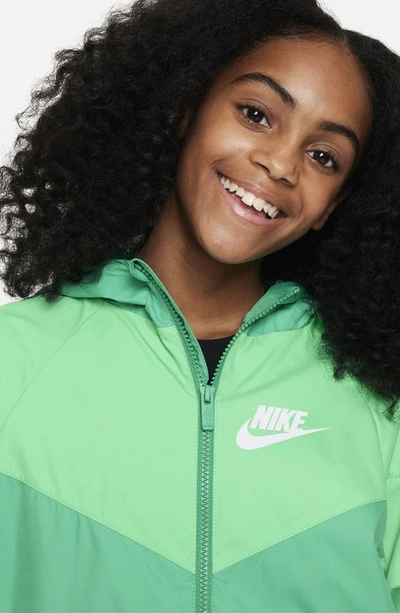 Shop Nike Windrunner Water Resistant Hooded Jacket In Stadium Green/ Green/ White