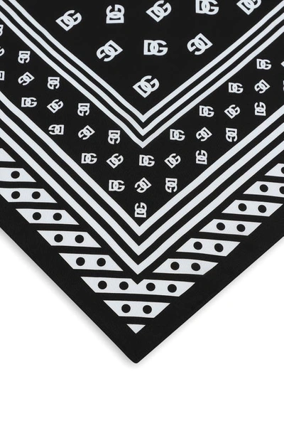 Dolce & Gabbana Logo-print Silk Scarf In Blackprint