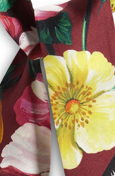 Shop Dolce & Gabbana Floral Print Silk Twilly Scarf In Dk Red Prt