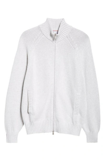 Shop Brunello Cucinelli Cotton Zip Cardigan In Nebbia