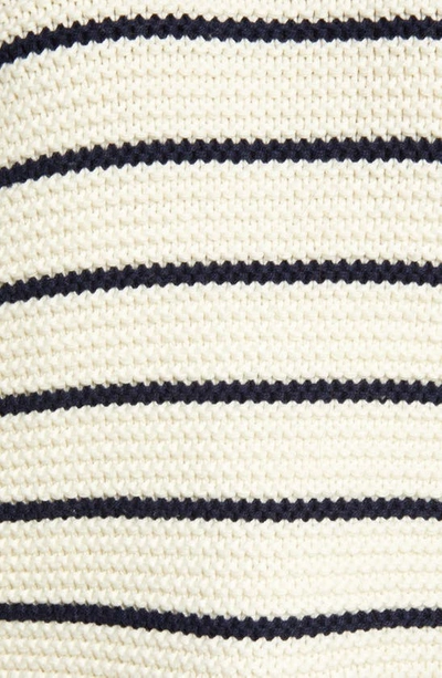 Shop Alex Mill Stripe Button Back Cotton Crewneck Sweater In Ivory/ Dark Navy