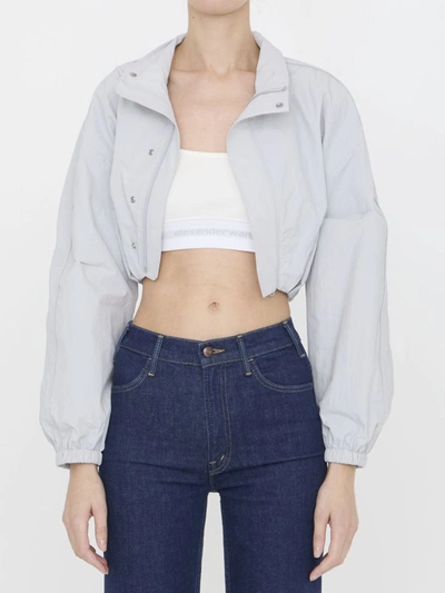 Shop Alexander Wang Bolero Track Jacket With Bra Top In Grey