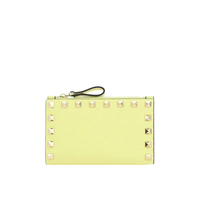 Shop Valentino Rockstud Coin Purse In Yellow