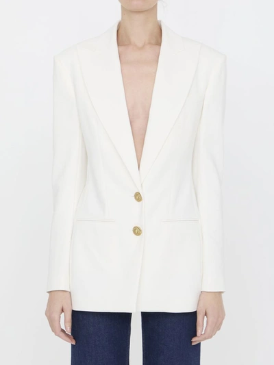 Shop Balmain Crêpe Jacket In White