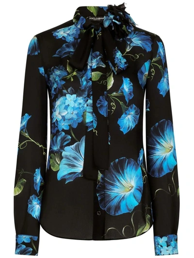 Shop Dolce & Gabbana Flowered Shirt In Black