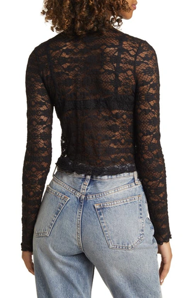 Shop Bp. Mock Neck Lace Top In Black Night