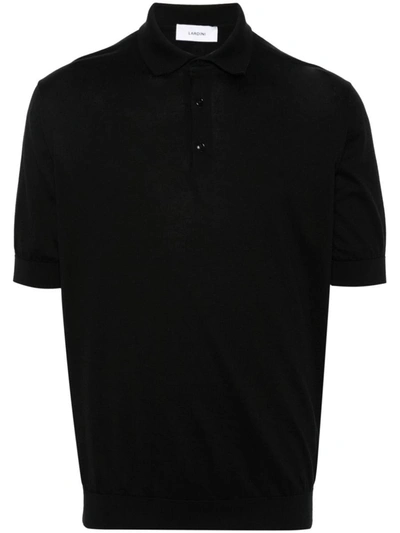 Shop Lardini Polo Shirt With Embroidery In Black