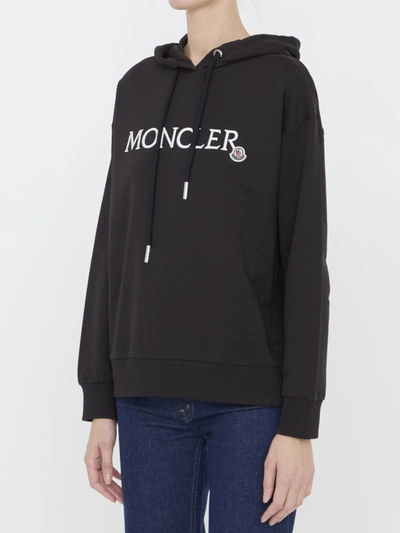 Shop Moncler Logo Hoodie In Black
