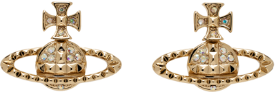 Shop Vivienne Westwood Gold Mayfair Bas Relief Earrings In Gold Crystal Ab