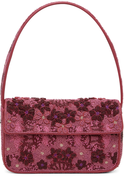 Shop Staud Pink Tommy Beaded Bag In Blossom Garden Party