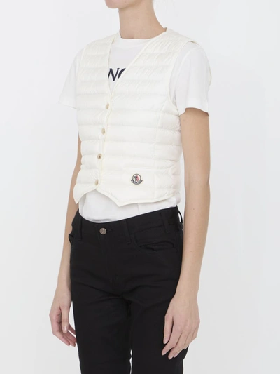 Shop Moncler Short Down Vest In White