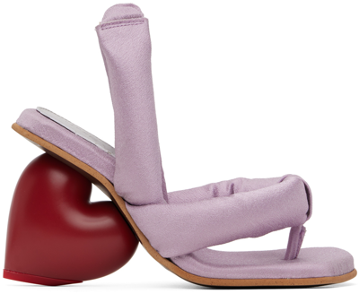 Shop Yume Yume Purple Love Heeled Sandals In Lilac Silk / Red