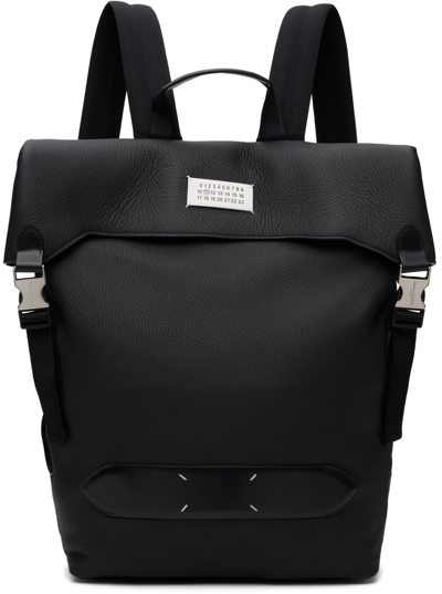 Shop Maison Margiela Black Soft 5ac Flap Backpack In T8013 Black