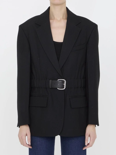 Shop Alexander Wang Wool Canvas Belted Blazer In Black