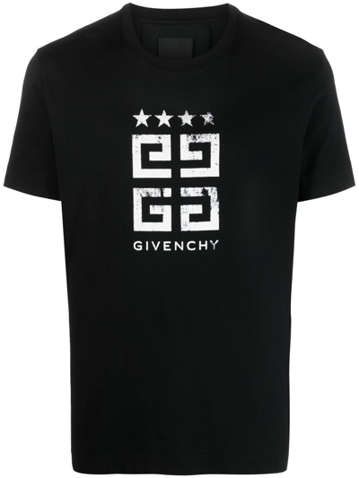 Shop Givenchy T-shirt Slim 4g Stars In Cotone In Black