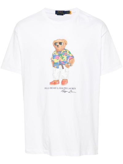 Shop Polo Ralph Lauren T-shirt Con Stampa Polo Bear In White
