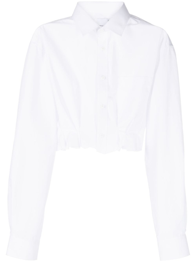 Shop Natasha Zinko White Pleated Poplin Cropped Shirt