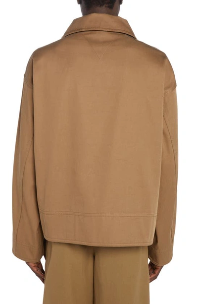Bottega Veneta Cotton Gabardine Half Zip Jacket In Dark Sand