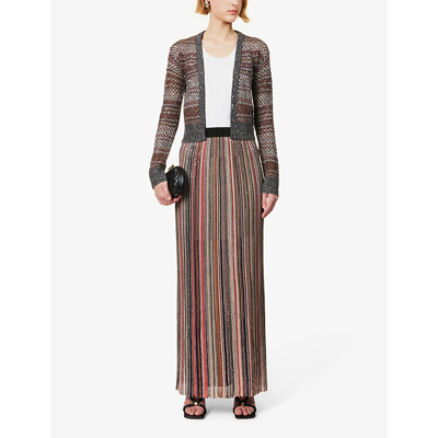 Shop Missoni Womens Multi-coloured Striped Sequin-embellished Knitted Maxi Skirt