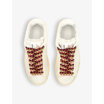 Shop Lanvin Womens White Curb Lite Foiled-branding Leather Low-top Trainers