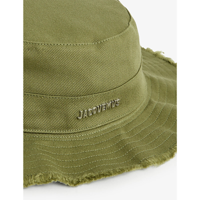 Shop Jacquemus Le Bob Artichaut Logo-plaque Cotton Bucket Hat In Khaki