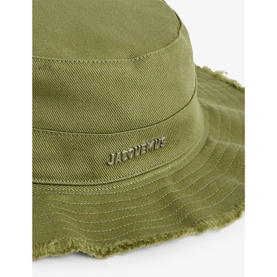 Jacquemus 'le Bob Artichaut' Green Hat With Logo On The Front In Khaki