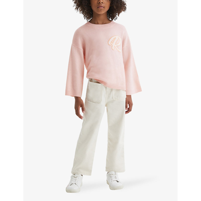 Shop Reiss Afi 'r'-motif Knitted Jumper 4-13 Years In Pink