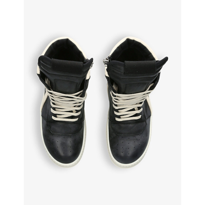 Shop Rick Owens Womens Black/comb Geobasket Lace-up Leather High-top Trainers
