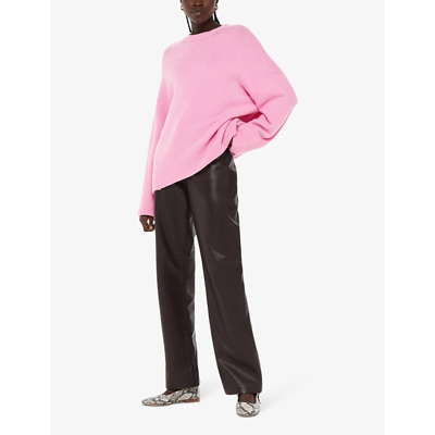 Shop Whistles Women's Pink Round-neck Boyfriend-fit Stretch-knit Jumper