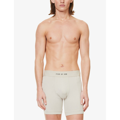Shop Fear Of God Men's Cement Elasticated-waistband Pack Of Two Stretch-cotton Boxer Briefs