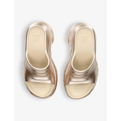 Shop Givenchy Marshmallow Chunky-sole Metallic-rubber Wedge Mules In Gold