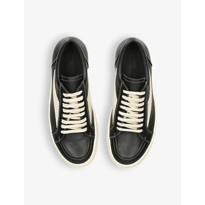 Rick Owens Vintage Sneaks Sneakers In Green Leather In Blk/white