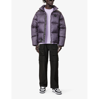 Shop Aape Men's Grey (purple) Moonface Padded Shell Jacket