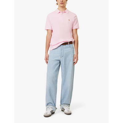 Polo Ralph Lauren Custom Slim Fit Soft Cotton Polo Shirt Man Polo Shirt Pink Size Xxl Cotton In Carmel Pink