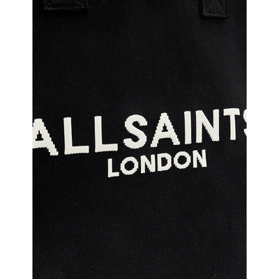 Shop Allsaints Izzy Logo-print Recycled-polyester Tote Bag In Black