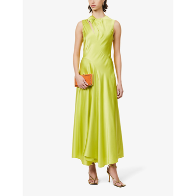 Shop Roksanda Alma Cut-out Silk Maxi Dress In Yellow