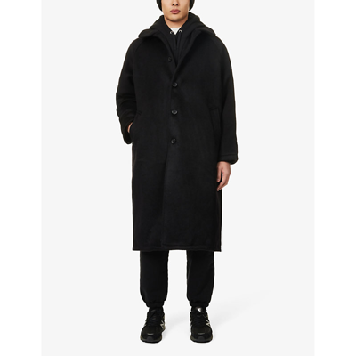 Shop Mki Miyuki Zoku Side-pocket Spread-collar Wool-blend Coat In Black
