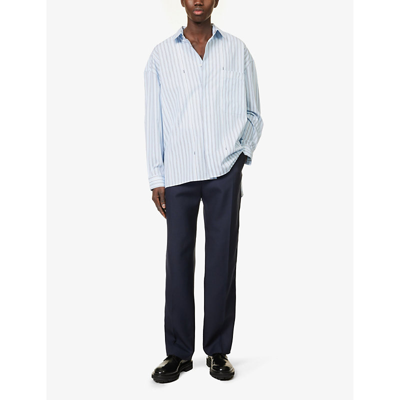 Shop Jacquemus Mens Dark Navy Le Pantalon Melo Straight-leg Relaxed-fit Woven Trousers