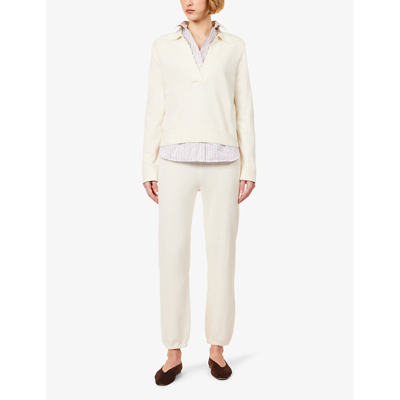 Shop Simkhai Women's Ivory Relaxed-fit Cotton And Cashmere-blend Trousers
