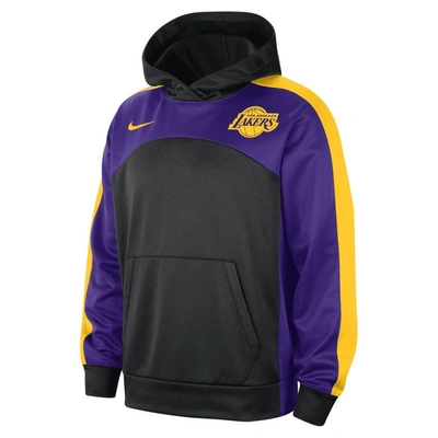 Shop Nike Black/purple Los Angeles Lakers Authentic Starting Five Force Performance Pullover Hoodie