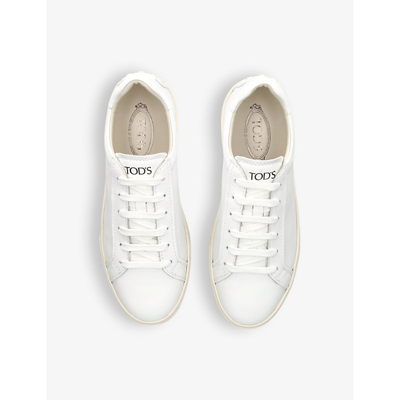 Shop Tod's Tods Men's White Allacciata Cassetta Leather Low-top Trainers
