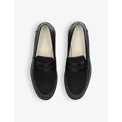 Shop Duke & Dexter Men's Black Wilde Rattan Leather And Woven Loafers